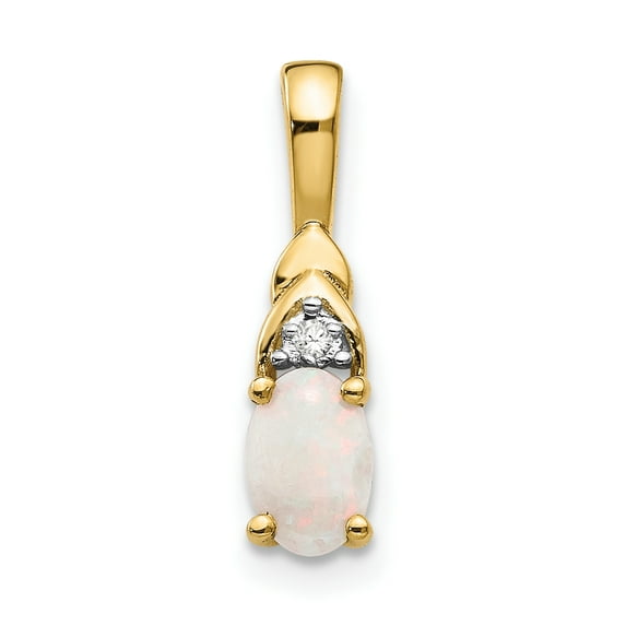 Primal Gold 14 Karat Yellow Gold Diamond and Opal Pendant