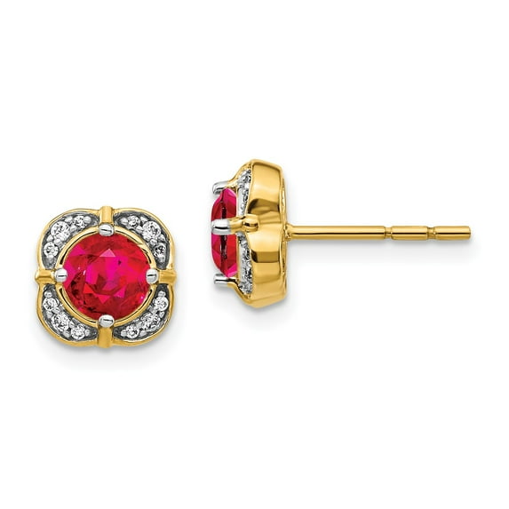 Primal Gold 14 Karat Yellow Gold Diamond and Ruby Fancy Earrings