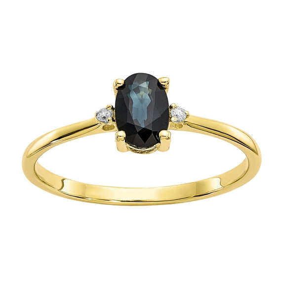 Primal Gold 14 Karat Yellow Gold Diamond and Sapphire Birthstone Ring