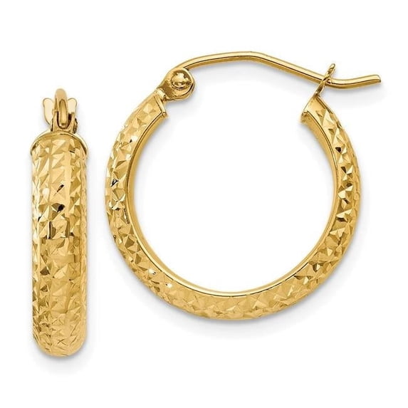 Primal Gold 14 Karat Yellow Gold Diamond-cut 3.5x17mm Lightweight Hoop Earrings