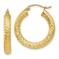 Primal Gold 14 Karat Yellow Gold Diamond-cut 4mm Round Hoop Earrings