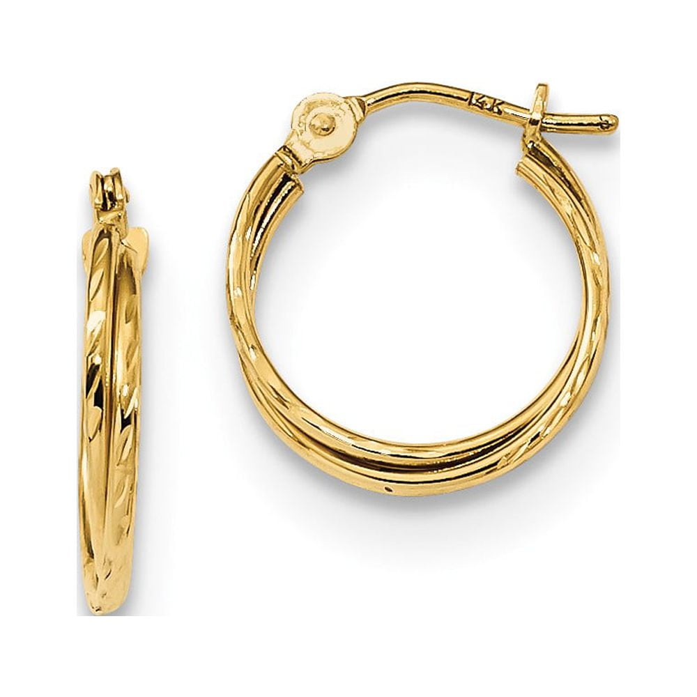 PRIMAL GOLD 14 Karat Yellow Gold Diamond-cut Double Hoop Earrings