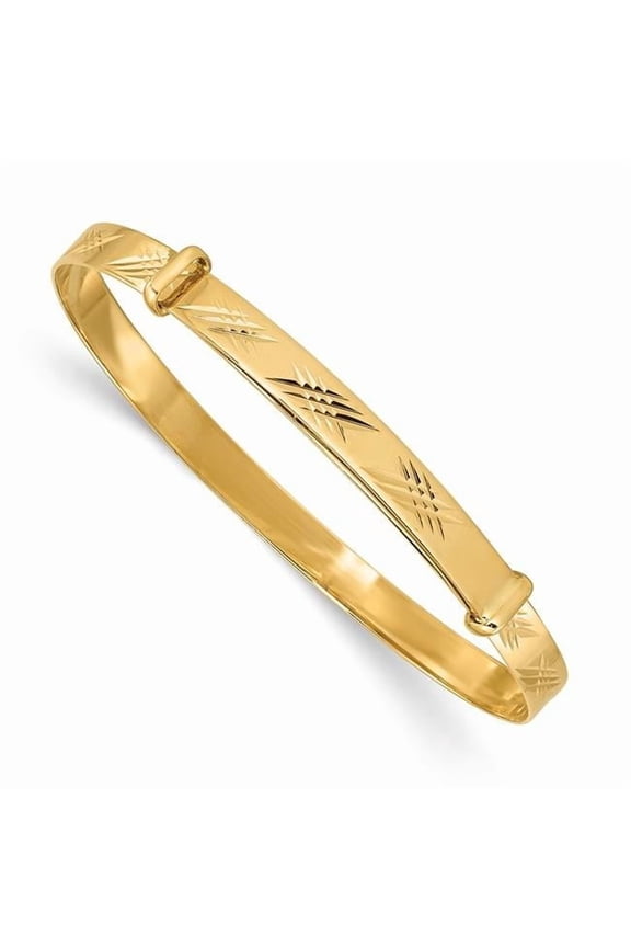14 Karat Yellow Gold Diamond-cut Expandable Baby Bangle