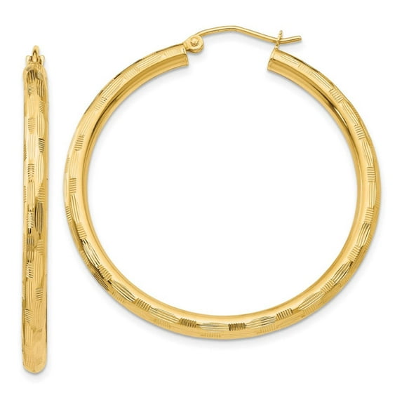Primal Gold 14 Karat Yellow Gold Diamond-cut Hoop Earrings