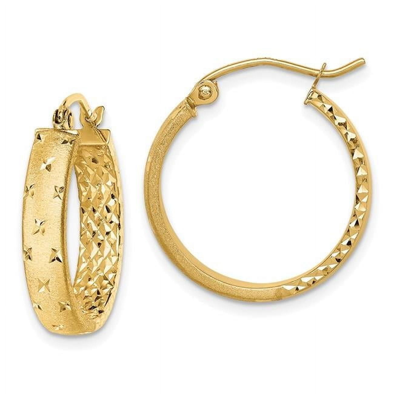 Primal Gold 14 Karat Yellow Gold Diamond-cut In and Out Hoop Earrings