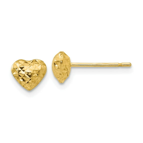 Primal Gold 14 Karat Yellow Gold Diamond-cut Puffed Heart Post Earrings