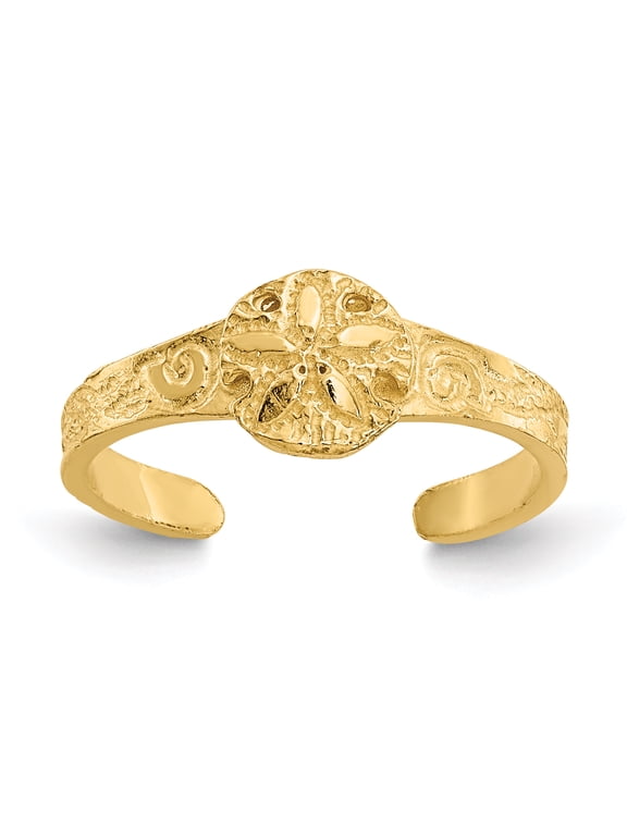 14 Karat Yellow Gold Diamond-cut Sand Dollar Toe Ring
