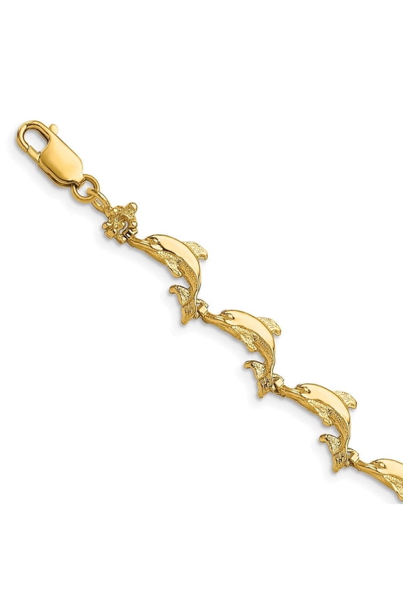 14 Karat Yellow Gold Dolphin Bracelet