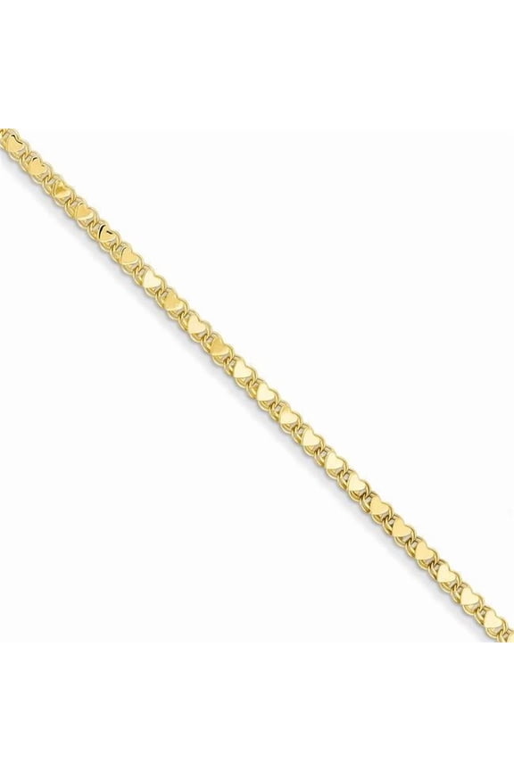 14 Karat Yellow Gold Double-Sided Heart 10-inch Anklet