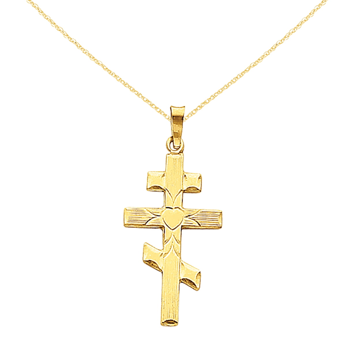 Necklace - string and metal pendant, orthodox cross, patinated