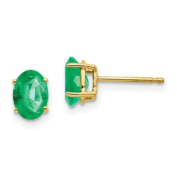 Primal Gold 14 Karat Yellow Gold Emerald Post Earrings