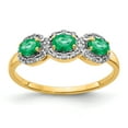 thumbnail image 1 of Primal Gold 14 Karat Yellow Gold Emerald and Diamond 3-Stone Ring, 1 of 6