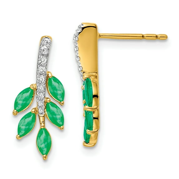 Primal Gold 14 Karat Yellow Gold Emerald and Diamond Earrings