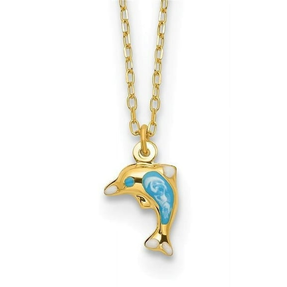 Primal Gold 14 Karat Yellow Gold Enameled Dolphin 16.5-inch Necklace