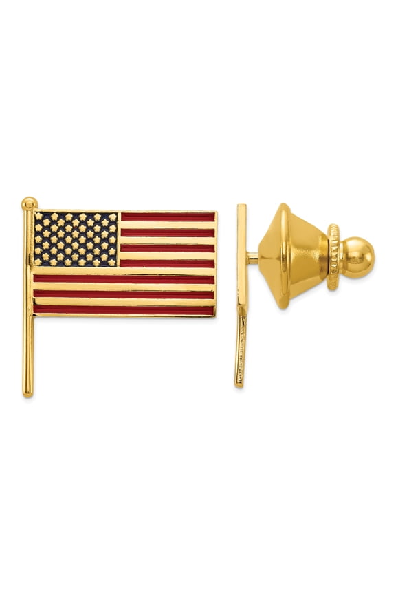 14 Karat Yellow Gold Enameled Flag Tie Tac