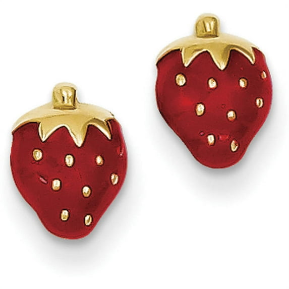Primal Gold 14 Karat Yellow Gold Enameled Strawberry Earrings