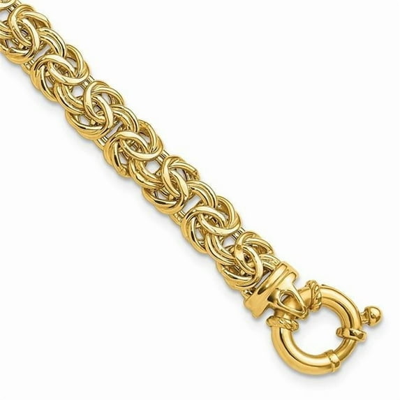 Primal Gold 14 Karat Yellow Gold Fancy 7mm Flat Byzantine Bracelet