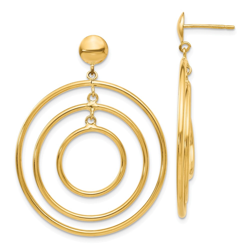 Primal Gold 14 Karat Yellow Gold Fancy Circle Dangle Post Earrings ...