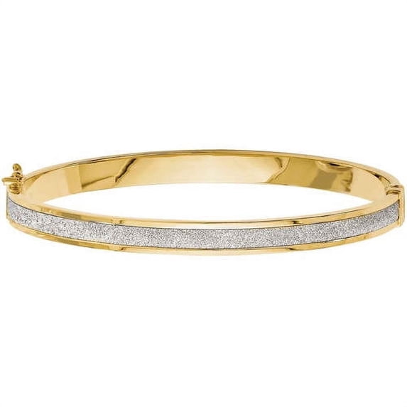 Primal Gold 14 Karat Yellow Gold Fancy Glimmer Infused Hinged Bangle