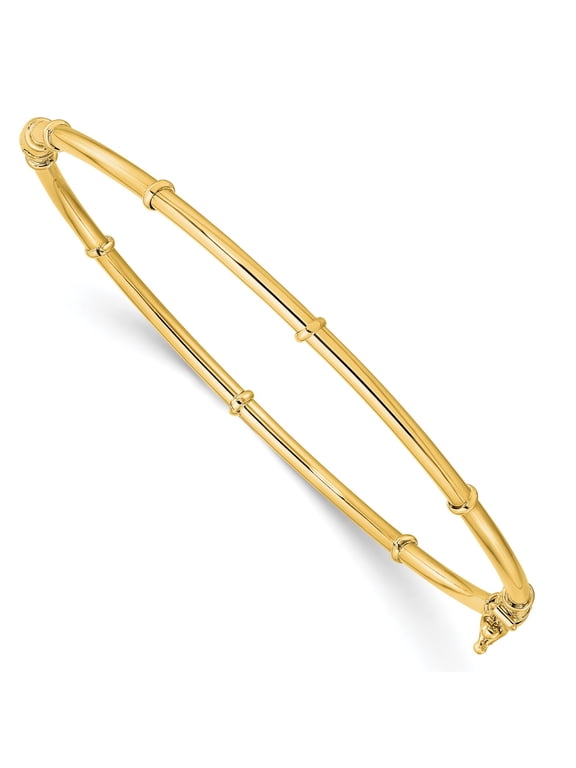 14 Karat Yellow Gold Fancy Hinged Bangle