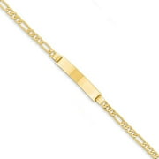 JEWELRYWEB 14k Yellow Gold Solid Polished Engravable Figaro ID Bracelet 8 Inch 4.5mm Lobster Claw Jewelry for Women