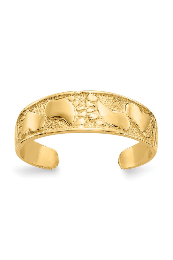 14 Karat Yellow Gold Footprints Toe Ring