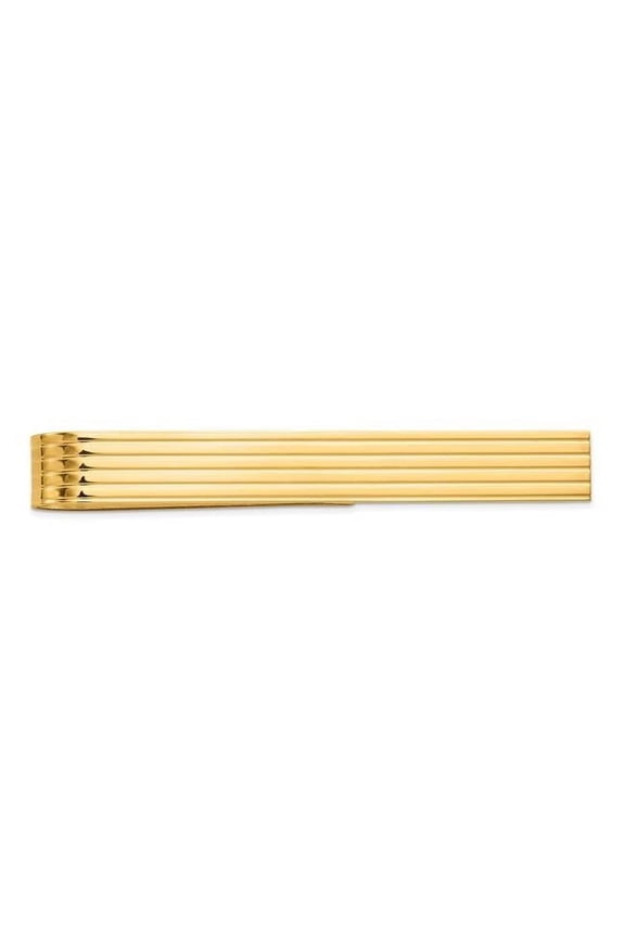14 Karat Yellow Gold Grooved Tie Bar