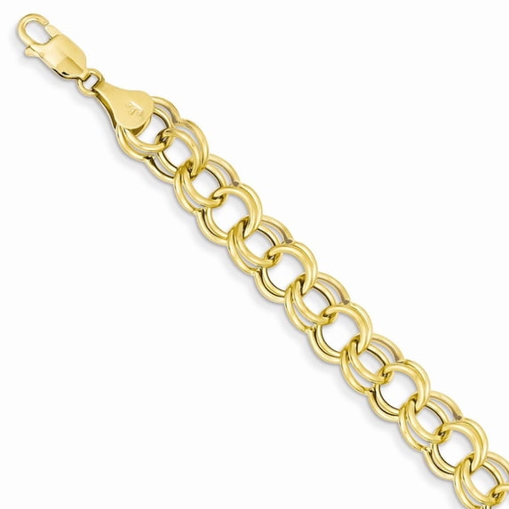 Primal Gold 14 Karat Yellow Gold Hollow Double Link Charm Bracelet
