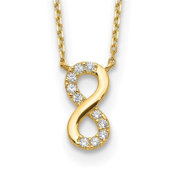 Primal Gold 14 Karat Yellow Gold Infinity Symbol Cubic Zirconia with 2-inch Extension Necklace