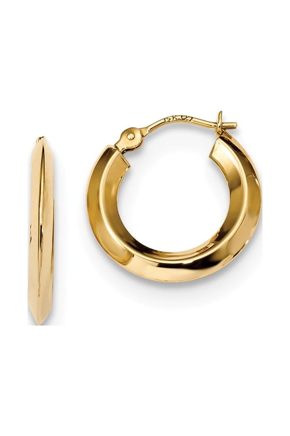 14 Karat Yellow Gold Knife Edge Hoop Earrings