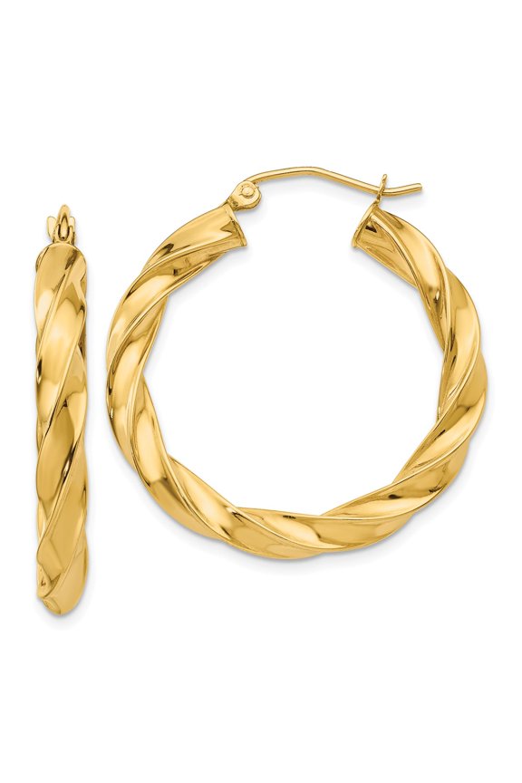 14 Karat Yellow Gold Light Twisted Hoop Earrings
