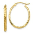 thumbnail image 1 of Primal Gold 14 Karat Yellow Gold Lightweight Diamond-cut Oval Hoop Earrings, 1 of 3