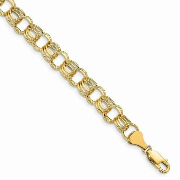 Primal Gold 14 Karat Yellow Gold Lite 8mm Triple Link Charm Bracelet