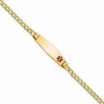 thumbnail image 1 of Primal Gold 14 Karat Yellow Gold Medical Semi-solid Soft Diamond Shape Red Enamel Cuban ID Bracelet, 1 of 3