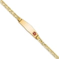 thumbnail image 1 of Primal Gold 14 Karat Yellow Gold Medical Soft Diamond Shape Red Enamel Anchor Link ID Bracelet, 1 of 3