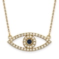 thumbnail image 1 of Primal Gold 14 Karat Yellow Gold Medium Necklace Diamond and Sapphire 18-inch Evil Eye Necklace, 1 of 3