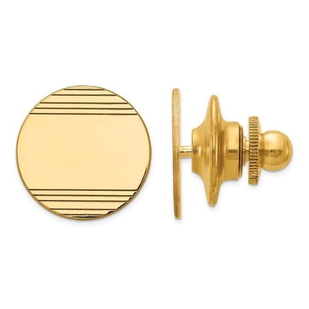 Primal Gold 14 Karat Yellow Gold Men's Circular with Line Design Tie Tac