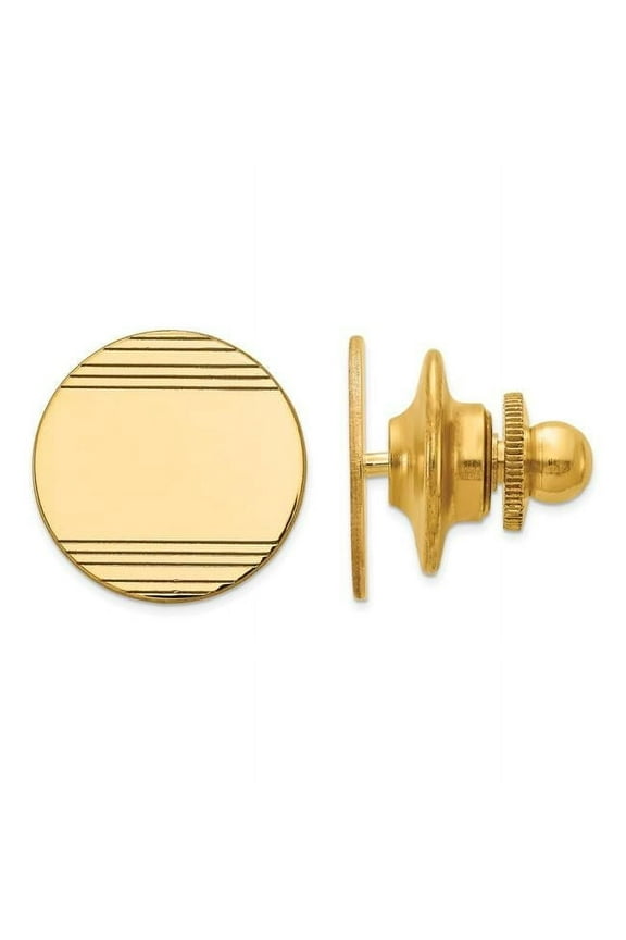 14 Karat Yellow Gold Men's Circular with Line Design Tie Tac