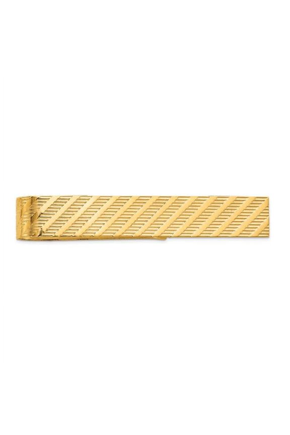 14 Karat Yellow Gold Men's Textured Tie Bar