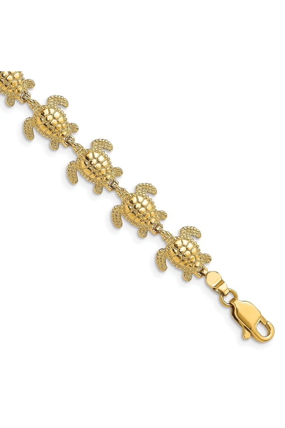 14 Karat Yellow Gold Mini Sea Turtle Link Bracelet