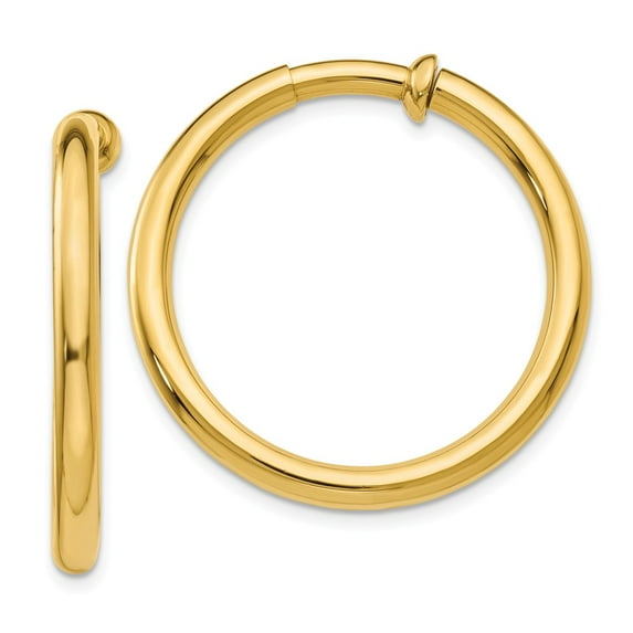 Primal Gold 14 Karat Yellow Gold Non-Pierced Hoop Earrings