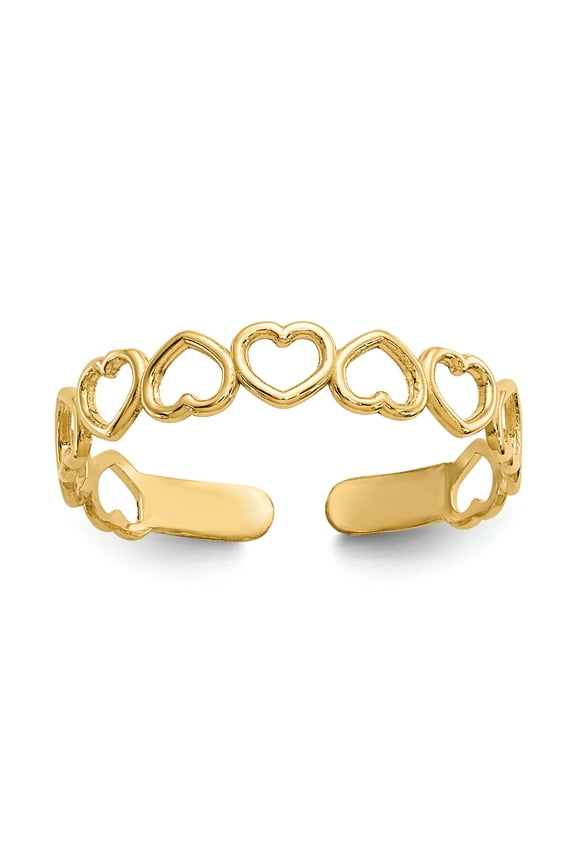 Primal Gold 14 Karat Yellow Gold Open Hearts Toe Ring