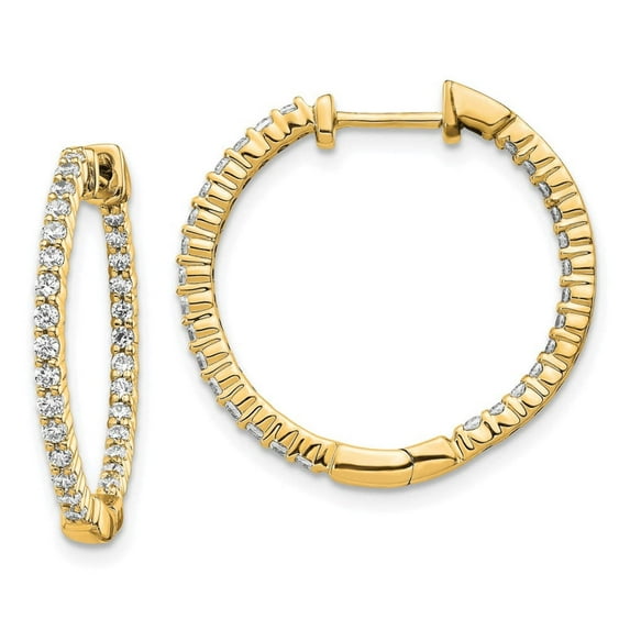 Primal Gold 14 Karat Yellow Gold Oro Spotlight Lab Grown Diamond SI+, H+, In and Out Hinged Hoop Earrings