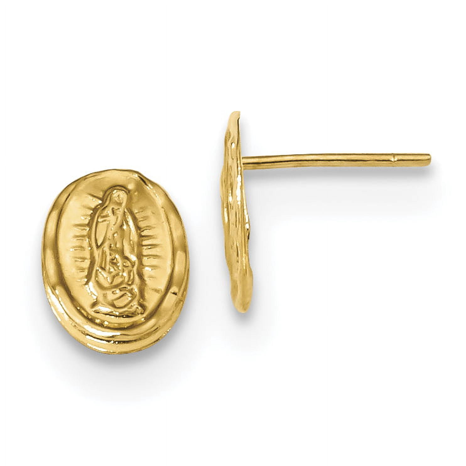 Primal Gold 14 Karat Yellow Gold Our Lady of Guadalupe Post Earrings ...