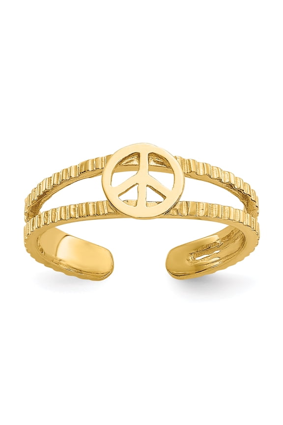 14 Karat Yellow Gold Peace Sign Toe Ring