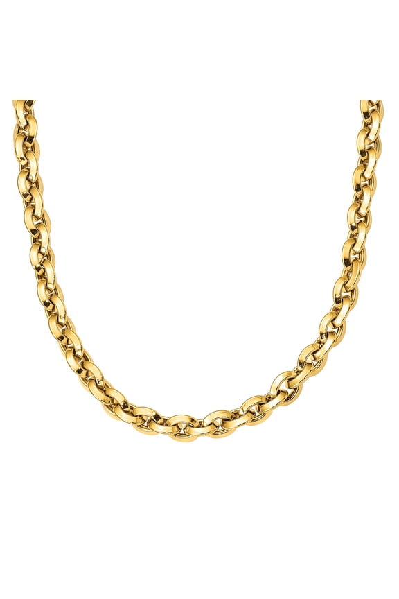 14 Karat Yellow Gold Polished Fancy Knife Edge Rolo Link Necklace