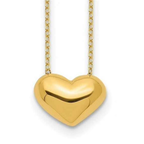 Primal Gold 14 Karat Yellow Gold Polished Puffed Heart 18-inch Necklace