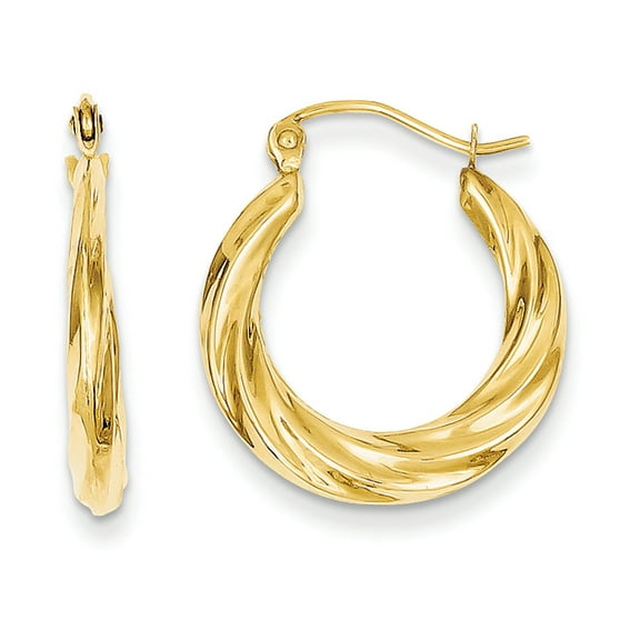 Primal Gold 14 Karat Yellow Gold Polished Twisted Hollow Hoop Earrings