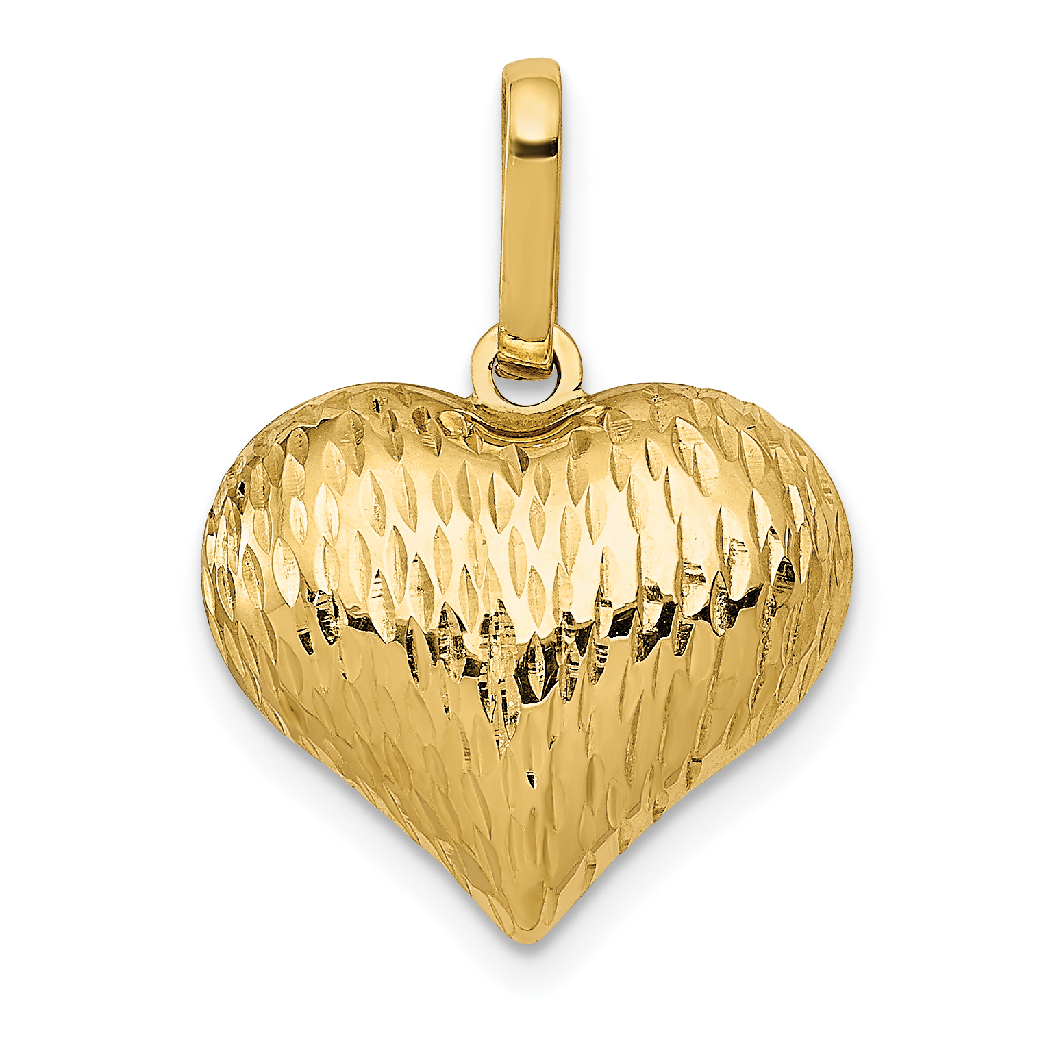 14k Solid Gold Puffed Heart Necklace for Women | Dainty Polished Heart  Pendant Necklace | Mini Heart Necklaces | Love Charm Jewelry | Yellow,  White Or