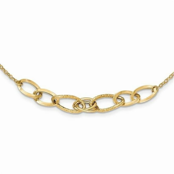 Primal Gold 14 Karat Yellow Gold Polished and Textured Fancy Link Necklace